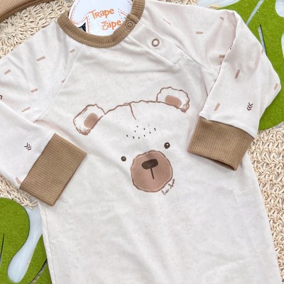 Macacão Ursinho e Gorro Orelhinha - Marrom Claro